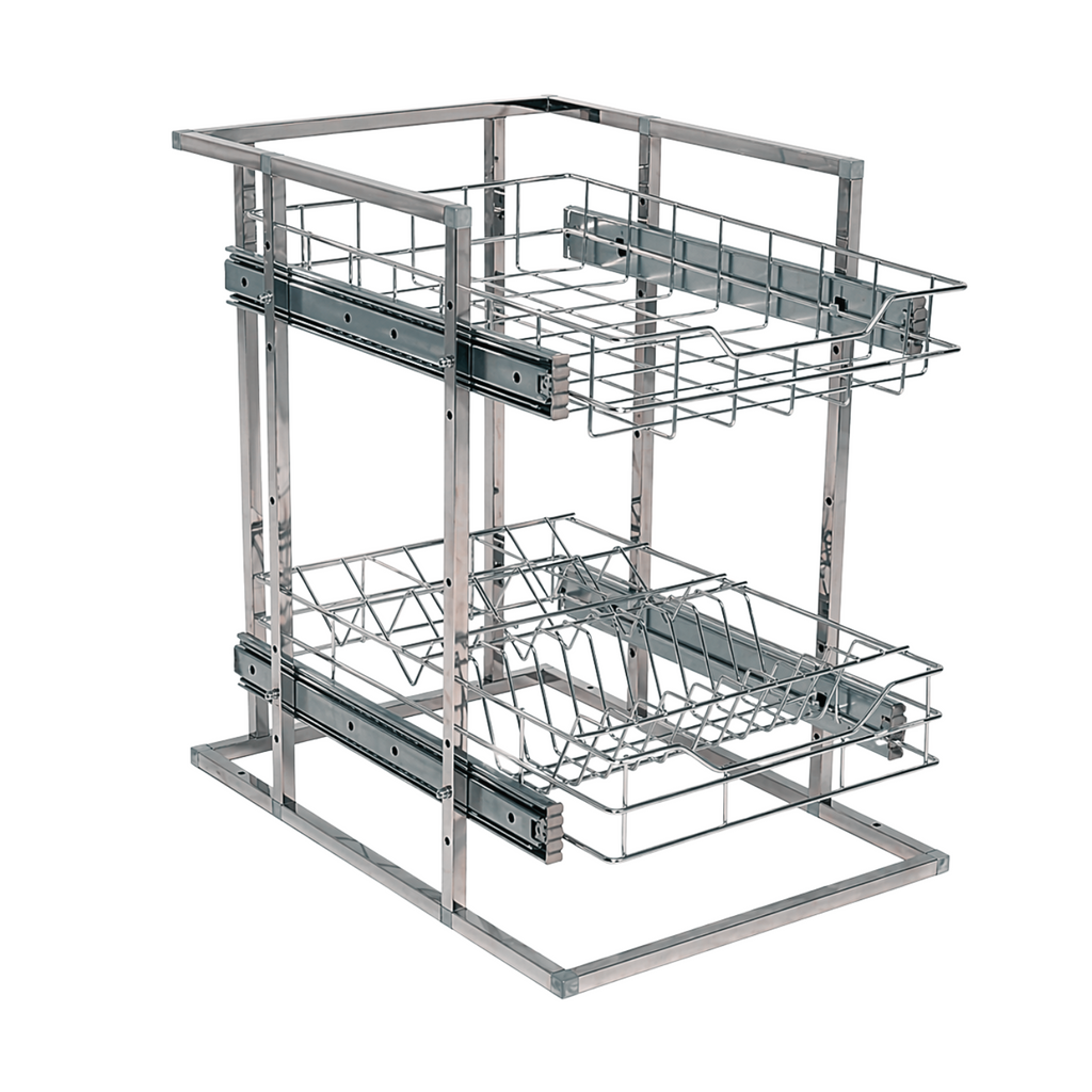 Prestige 2 in 1 Pullout Kitchen Wire Basket Organizer Stainless Dish Rack w/ Espacio Stand