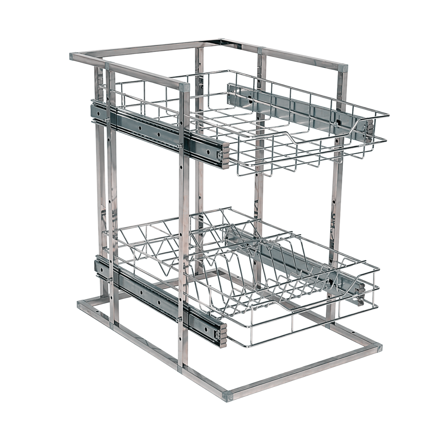Prestige 2 in 1 Pullout Kitchen Wire Basket Organizer Stainless Dish Rack w/ Espacio Stand