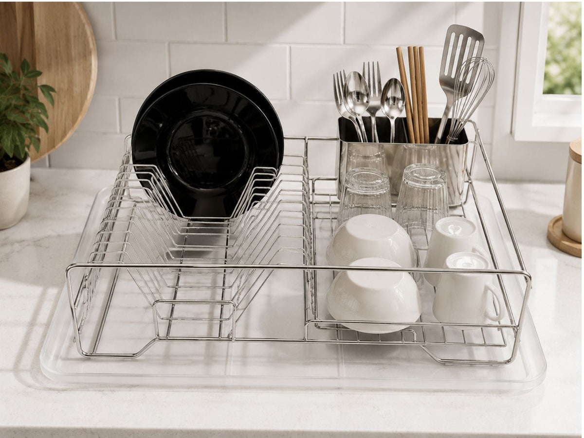 Stainless Dish Drainer 3-Piece Set