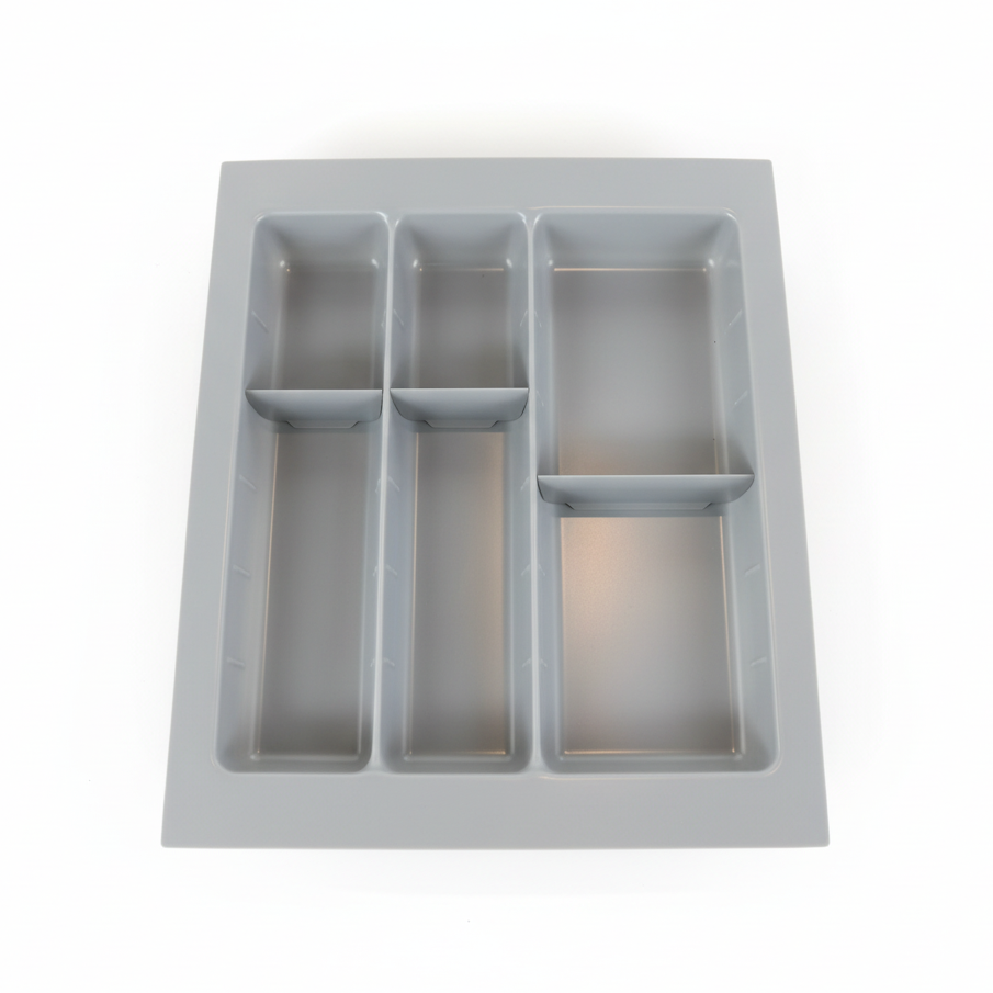 Drawer organizer with 6 compartments on white background
