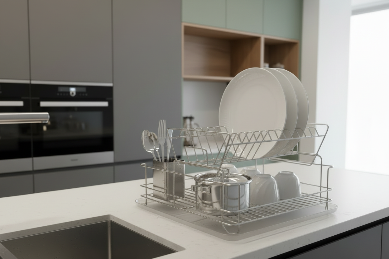 Stainless Dish Drainer 4-Piece Set