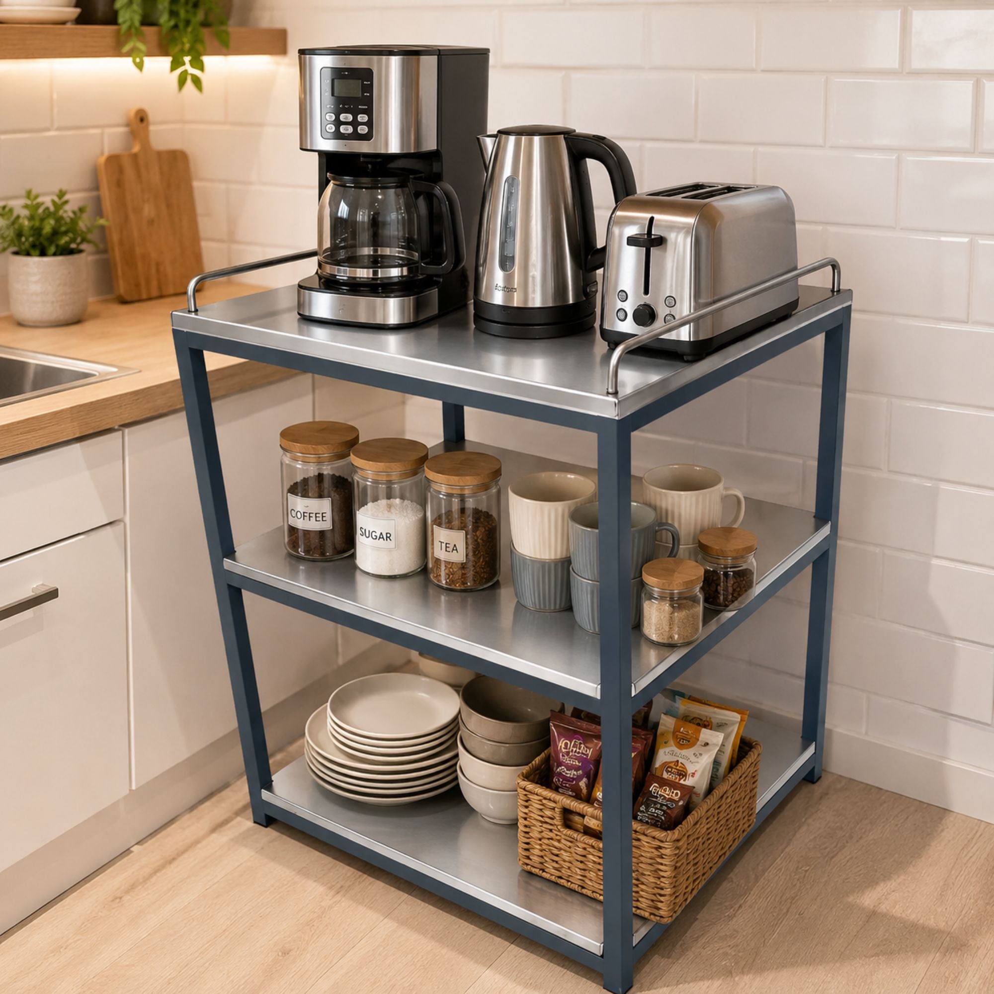 Heavy-Duty 3-Tier Stainless Steel Utility Rack